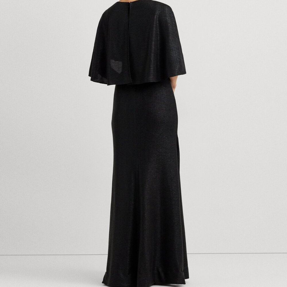 Lauren Ralph Lauren Metallic Knit Twist‑Front Cape Gown Women’s - Picture 3 of 6
